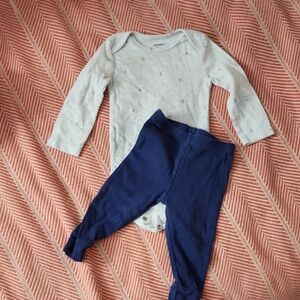 Carter's Light Gray Bodysuit and Navy Pants Set